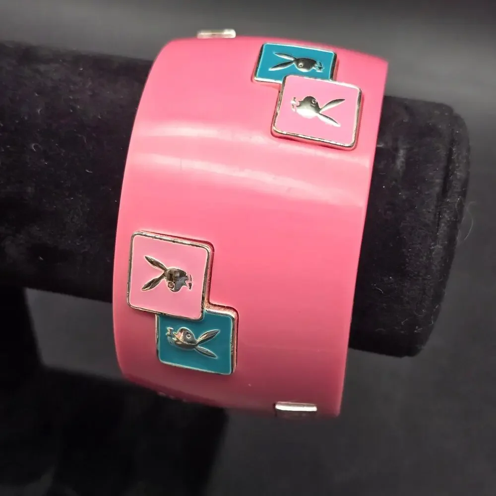 Playboy Bunny Pink Blue White Bangle Bracelet Costume Jewelry